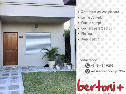 CASA AMPLIA, FAMILIAR, COCHERA Y PISCINA