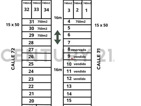 Terreno en Venta 15  mts Frente
