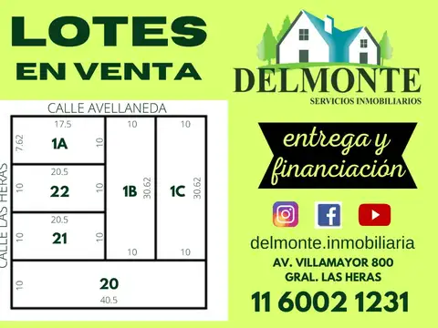 Terreno en Venta 20  mts Fondo