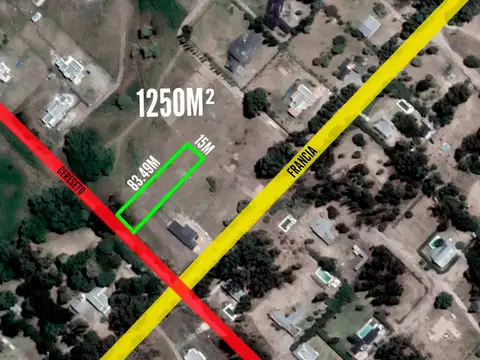 Terreno en venta - 15x83 mts -  1250mts2  - Tandil