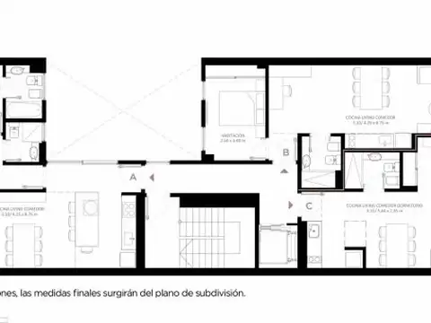 Departamento 3 ambientes con 2 baños