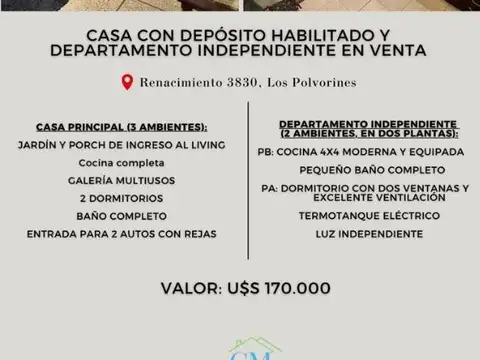Propiedad multifuncional en Los Polvorines. oportunidad 