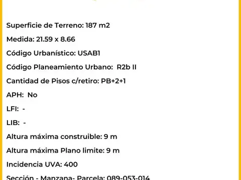 Terreno en Venta de 187,0 m2