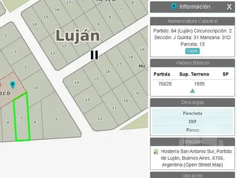 Terreno en Venta en Lujan, USD 89.000