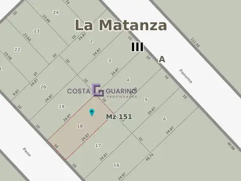 Terreno en Venta 10  mts Fondo