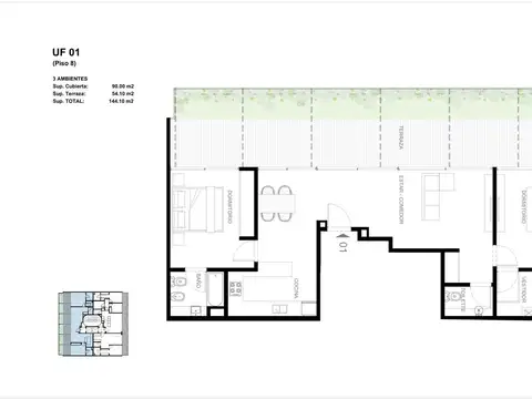 Departamento semipiso en pozo de tres ambientes - Venta - Bajo Belgrano - Excelente oportunidad.