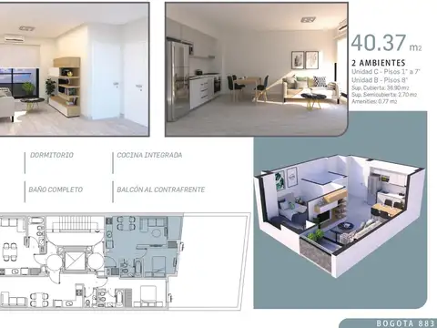 Departamento 2 ambientes caballito en construcción