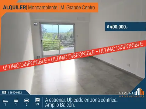 Alquiler - Monoambiente - a estrenar - Monte Grande Centro