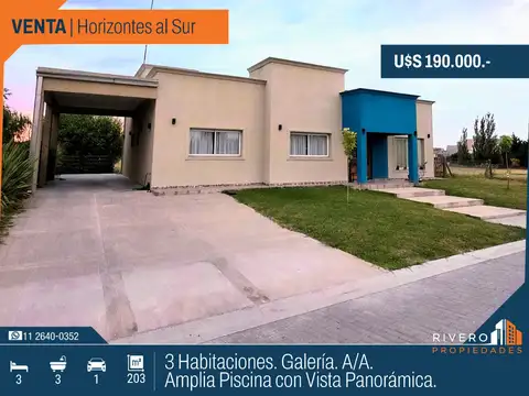 Venta - Casa 3 Habitaciones Fondo vista libre - Horizontes al Sur