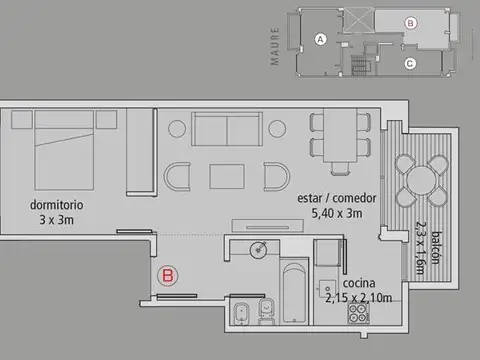 Departamento en Alquiler de 2 ambientes