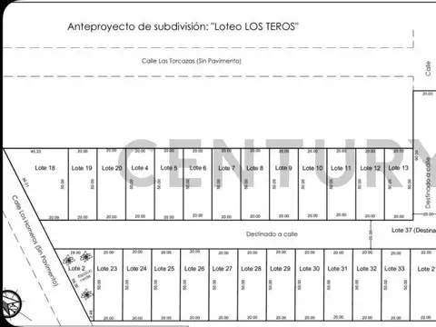 Terreno en Venta 20  mts Frente