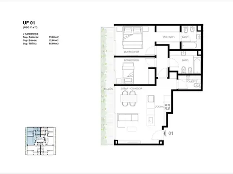 Departamento en pozo de tres ambientes - Venta - Bajo Belgrano - Excelente oportunidad.