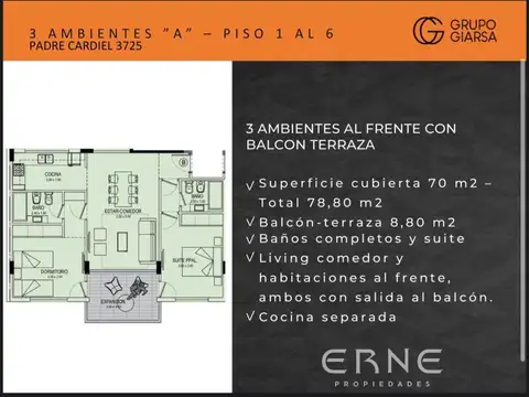 Departamento en Venta en La Perla Norte, USD 174.000