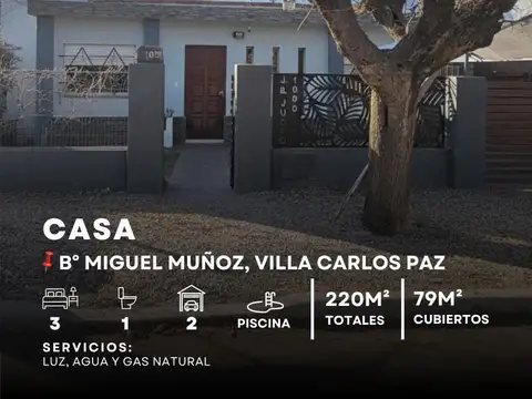 Venta Casa de 3 Dormitorios c/ gas natural en Miguel Muñoz, Villa Carlos Paz