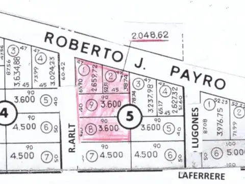 4 Lotes en venta total 11907m2, San Vicente, Pte. Perón