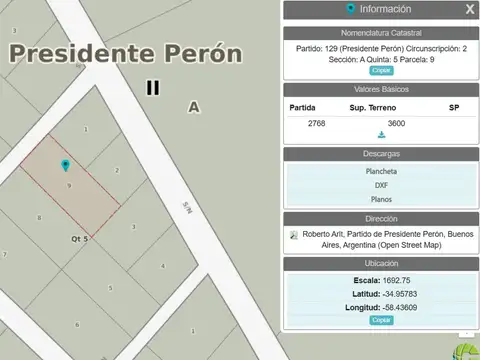 4 Lotes en venta total 11907m2, San Vicente, Pte. Perón