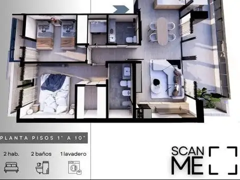 Departamento en Venta de 3 ambientes