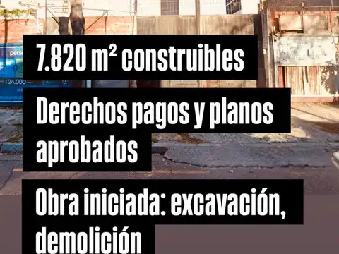 LOTE 7.820 METROS CON PLANOS APROBADOS  venta