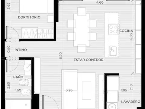 Departamento en Venta de 1 dormitorio