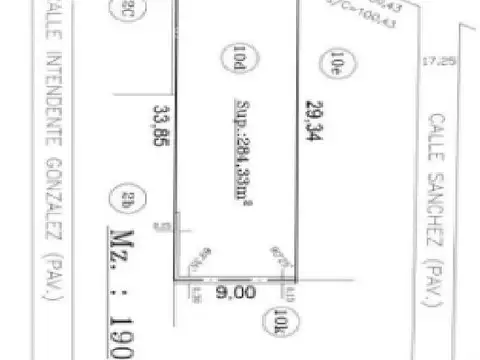 Terreno en Venta 10  mts Frente