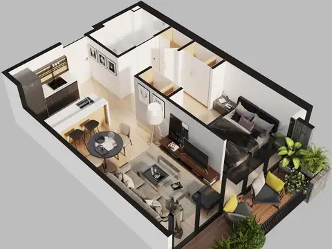 Departamento Monoambiente con 1 baño