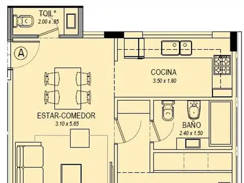 Departamento en Venta de 1 dormitorio