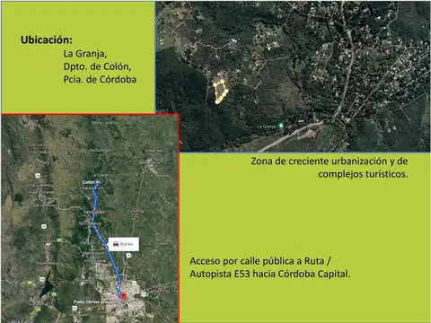 Venta de Terreno en La Granja, Departamento de Colón, Provincia de Córdoba
