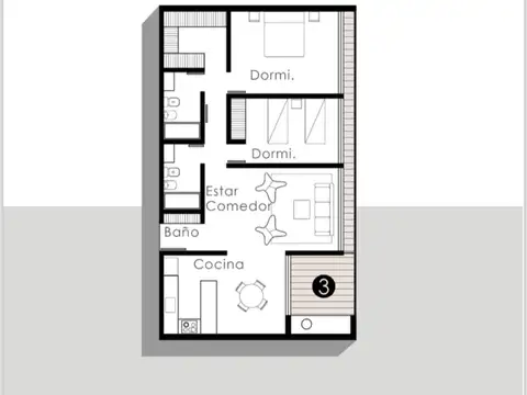 Departamento 4 ambientes con 2 baños