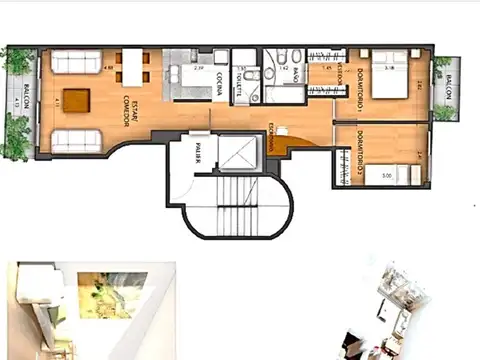 Departamento 3 ambientes con 2 baños