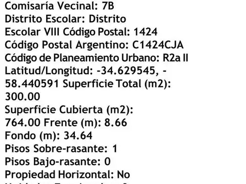 Terreno en Venta 8  mts Frente