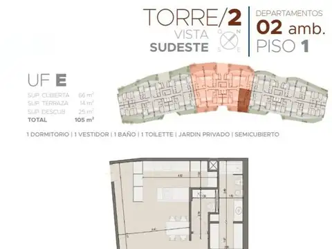 Departamento en Venta de 2 ambientes