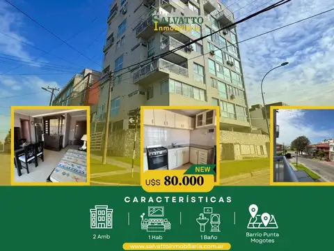 DEPARTAMENTO DE 2 AMBIENTES A LA CALLE CON VISTA PARCIAL AL MAR EN PUNTA MOGOTES!