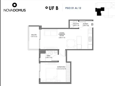 Departamento en Venta de 1 dormitorio