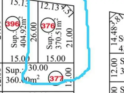 Terreno en Venta 26  mts Fondo
