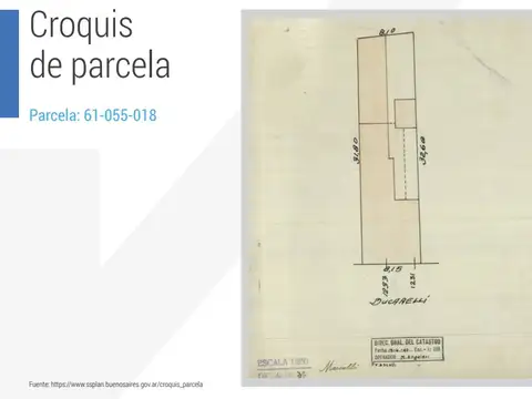 Terreno en Venta 8,10  mts Fondo