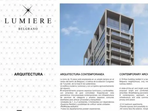 Hermoso departamento a estrenar en Torre Lumiere