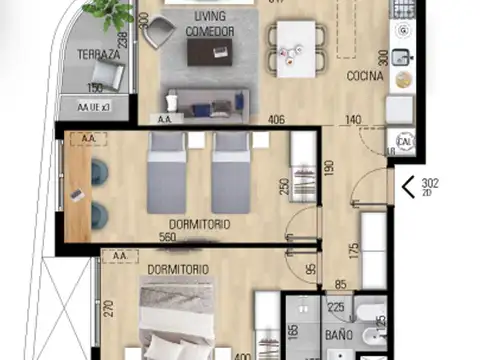 VENTA APARTAMENTO DOS DORMITORIO EN POZO EN PRADO