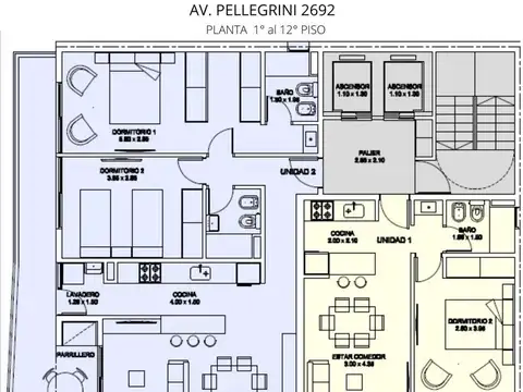 Departamento 3 ambientes con 2 baños