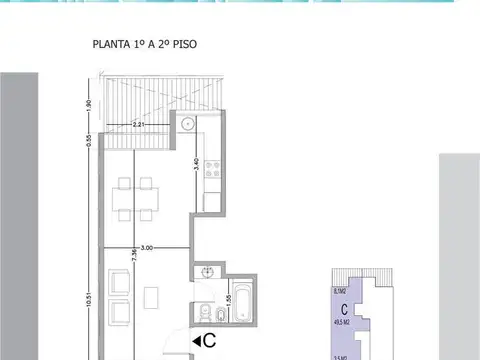 Departamento en Venta de 2 ambientes