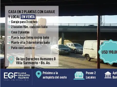 VENTA CASA CERCA DEL ACESSO OESTE CASA EN 2 PLANTAS CON GARAJE Y LOCAL