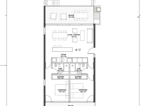 Departamento 3 ambientes con 2 baños