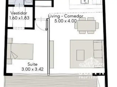 Departamento en Venta de 1 dormitorio