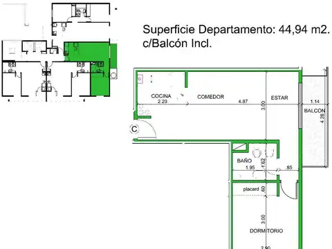 Departamento en Venta de 1 dormitorio