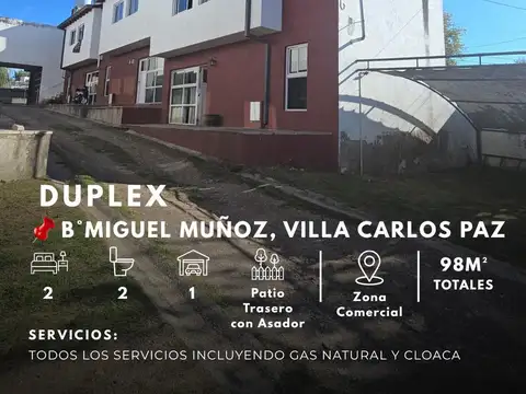 DUPLEX 2 DOR C/COCHERA EN B° MIGUEL MUÑOZ- Villa Carlos Paz
