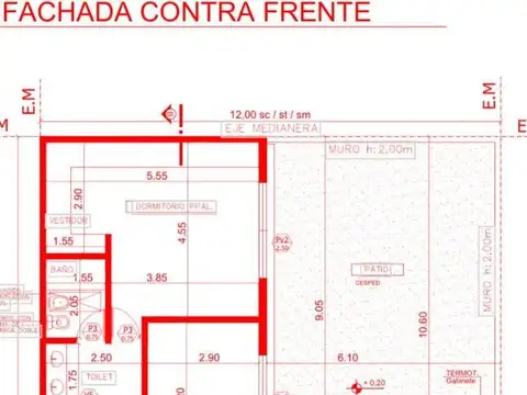 Casa 3 ambientes con 2 baños