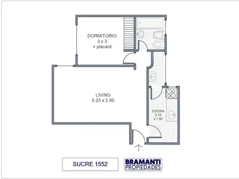 Departamento en Venta de 1 dormitorio