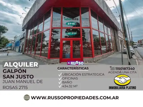 Alquiler galpón 434 m² San Justo