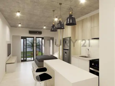 Departamento de un ambiente con balcón contrafrente