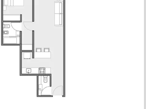 Departamento 2 ambientes con 2 baños