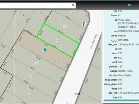 LOTE EN VENTA MAR AZUL APTO COMERCIAL ZONA CENTRO